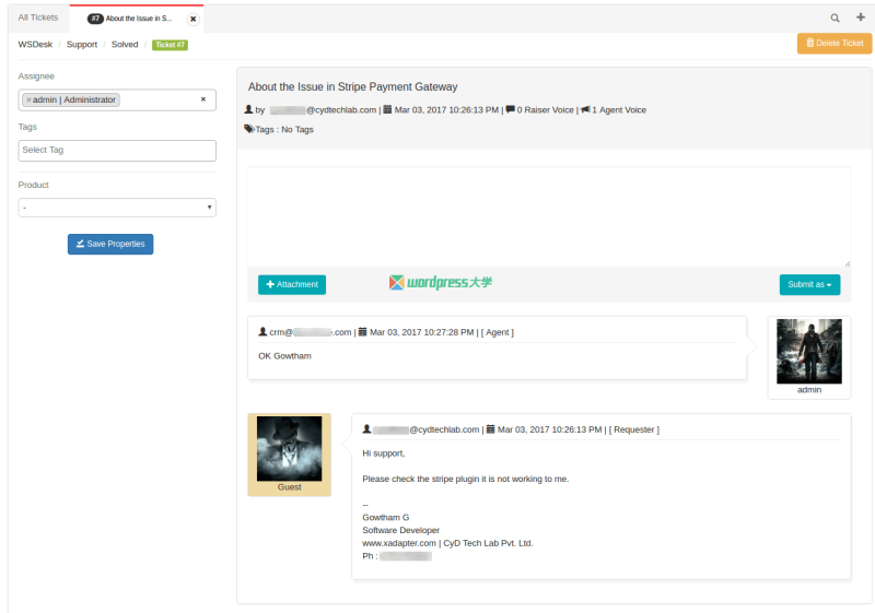 WordPress 免费客户工单系统插件 WSDesk-好运哒哒指标源码网