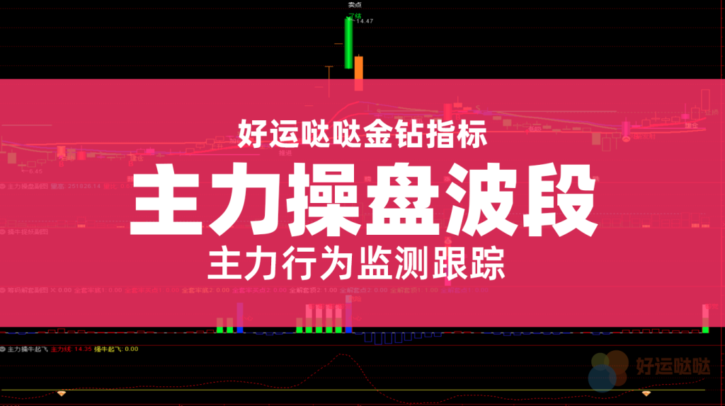 【金钻指标】《主力操盘波段》套装，主力行为监测跟踪，短线波段BS辅助-好运哒哒指标源码网
