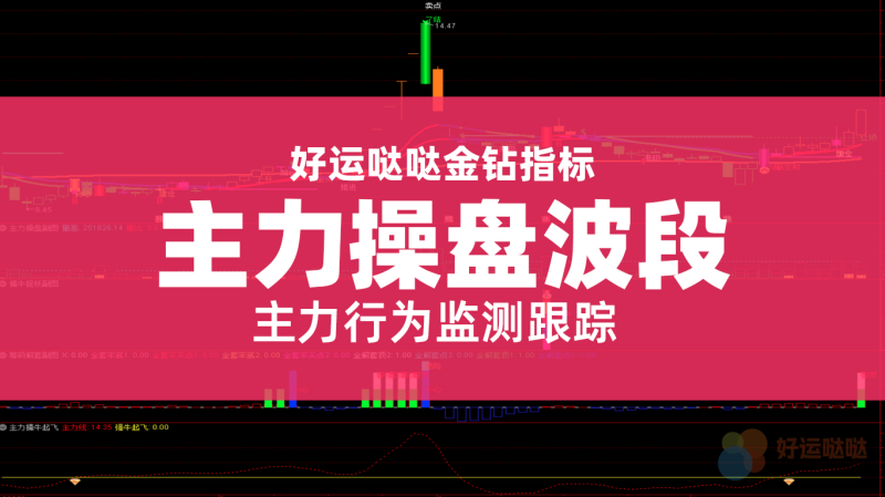 【金钻指标】《主力操盘波段》套装，主力行为监测跟踪，短线波段BS辅助-好运哒哒指标公式网