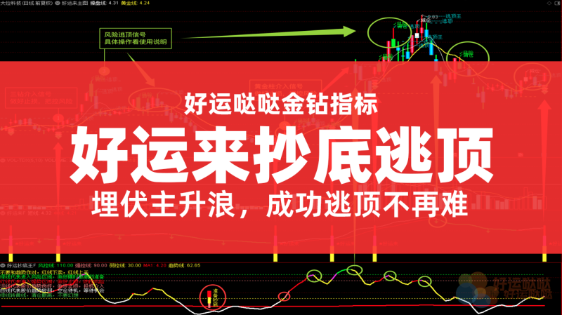【金钻指标】2025好运来套装指标，埋伏主升浪，成功逃顶不再难，从此告别被套！-好运哒哒指标公式网