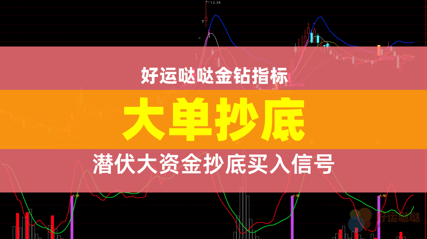 【金钻指标】通达信【大单抄底】指标公式源码，大资金底部买入信号！-好运哒哒指标公式网