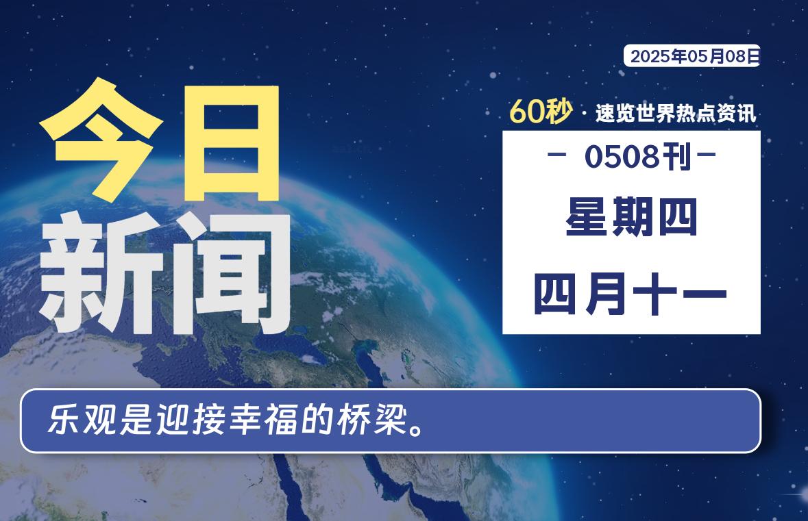 05月08日，星期四, 每天60秒读懂全世界！-好运哒哒指标公式网