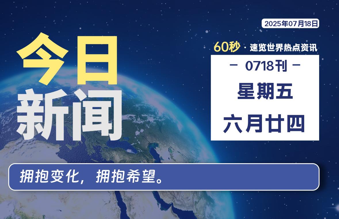 07月18日，星期五, 每天60秒读懂全世界！ - 好运哒哒指标公式网-好运哒哒指标公式网